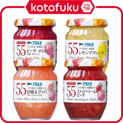 Aohata 55 Fruit Jam Peach Melba/ Lemon Marmalade/ White Peaches & Guava / Strawberry & Peach (150g)