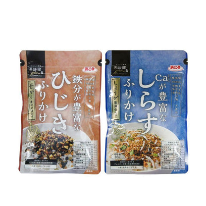 Hamaotome Iron Rich Hijiki Furikake, Stewed in Sweetened Soy Sauce / Calcium Rich Shirasu Furikake Ginger and Soy Sauce (35g)