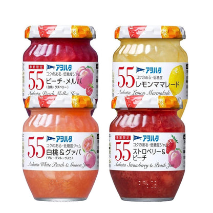 Aohata 55 Fruit Jam Peach Melba/ Lemon Marmalade/ White Peaches & Guava / Strawberry & Peach (150g)