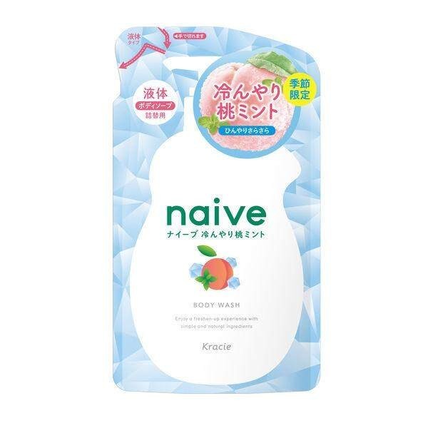 Kracie Naive Liquid Body Soap (Cool Peach Mint) Pump Type 530ml / Refill 360ml