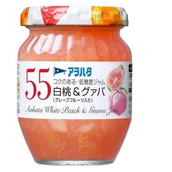 Aohata 55 Fruit Jam Peach Melba/ Lemon Marmalade/ White Peaches & Guava / Strawberry & Peach (150g)