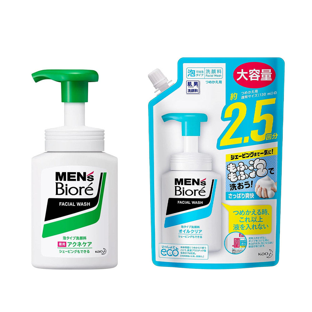 Kao Men's Biore Foaming Face Wash - Acne Care / Oil Clear (150mL / 330mL Refill)