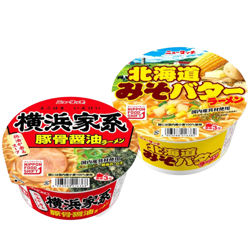 New Touch Ramen Yokohama Family-style Tonkotsu Shoyu Ramen 108g / Hokkaido Miso Butter Ramen 112g