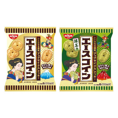 Nissin Cisco Ace Coin Biscuits  Original 80g / Green Tea Flavor 75g