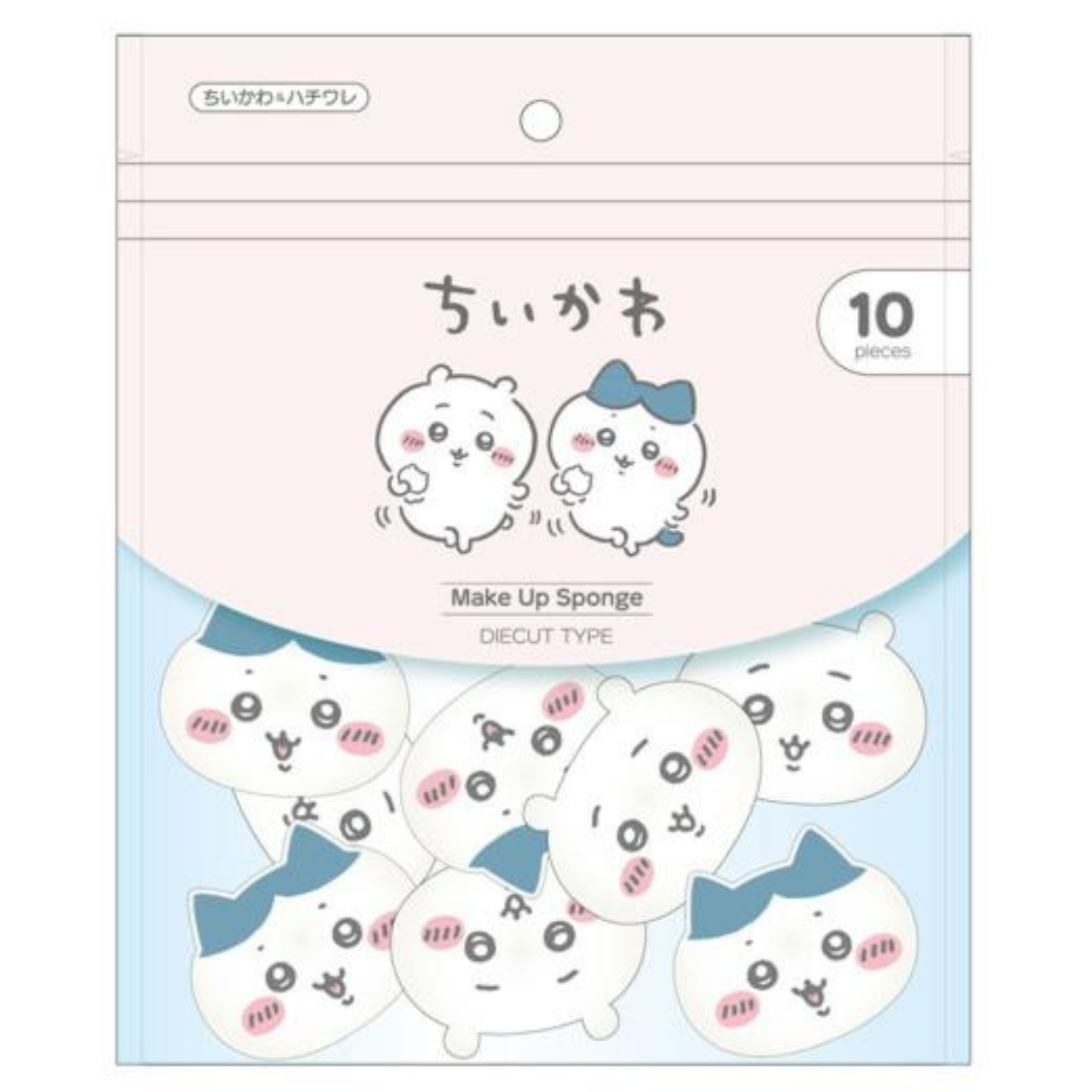 Sobido Makeup Diecut Puff (Chiikawa x Hachiware / Rabbit x Momonga) 10 pcs