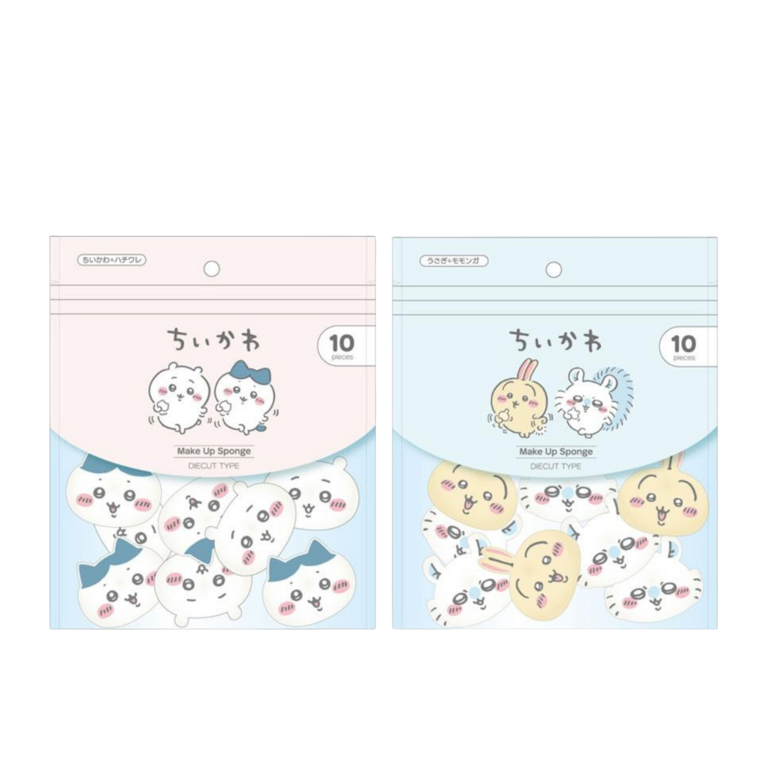 Sobido Makeup Diecut Puff (Chiikawa x Hachiware / Rabbit x Momonga) 10 pcs