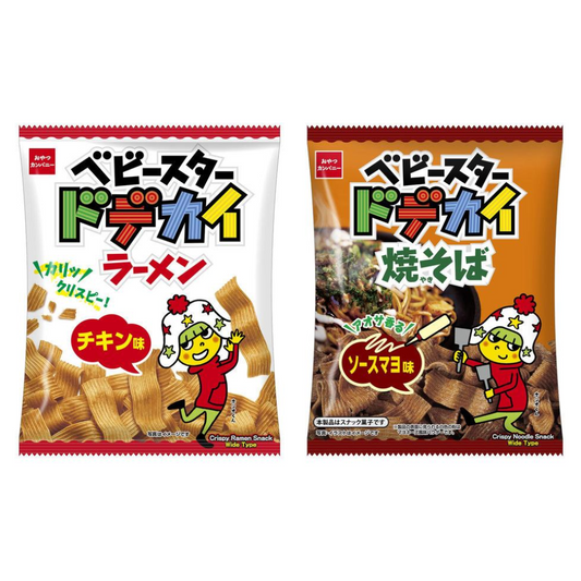 Oyatsu Company Baby Star Dodekai (Ramen Chicken Flavor / Yakisoba Sauce Mayo Flavor) 1 bag