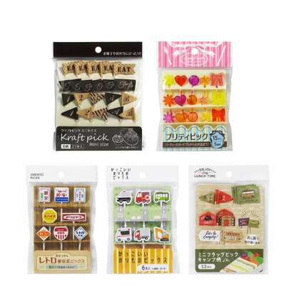 MARUKI Bento Picks Cool Vehicle / Flag Mini Camp Pattern / Flag Mini Craft / Pretty Picks / Retro Signboard