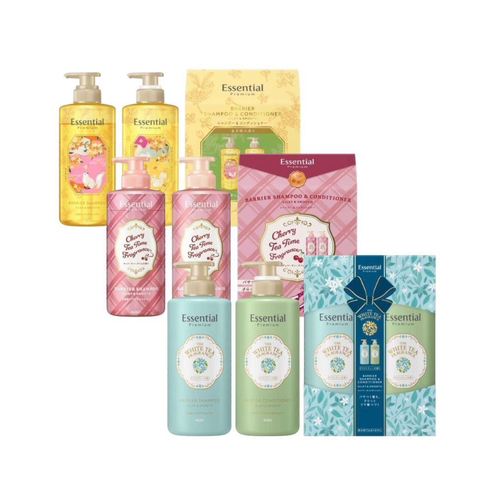 Kao Essential Premium Barrier Shampoo and Conditioner Set Silky & Smooth 450ml each