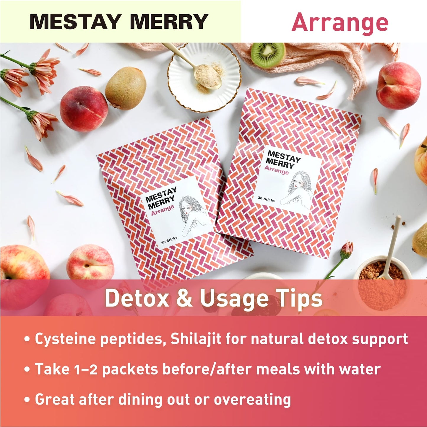 T-Bright MESTAY MERRY Arrangement 30-day supply of enzyme supplements to protect you when you overeat.