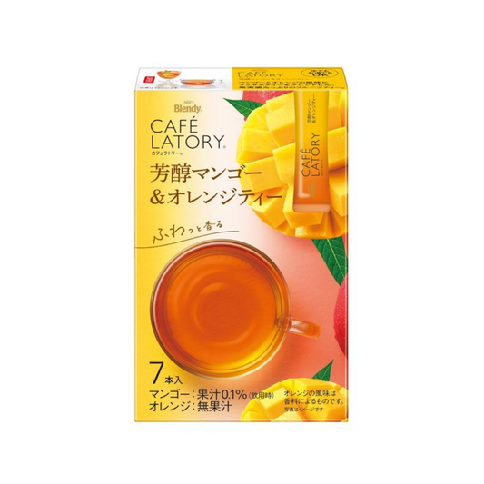 Ajinomoto AGF Blendy Cafe Latory Sticks, Mellow Mango & Orange Tea, 7 Sticks