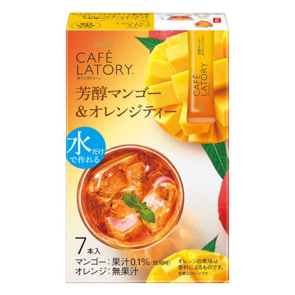 Ajinomoto AGF Blendy Cafe Latory Sticks, Mellow Mango & Orange Tea, 7 Sticks