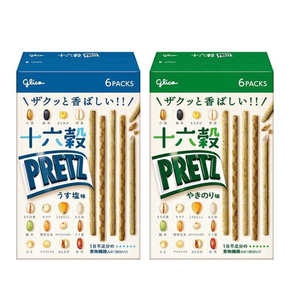 GLICO Sixteen Grain Pretz (Light Salte Flavor / Toasted Seaweed Flavor) 60g