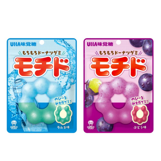 UHA MIKAKUTOU Mochido Chewy Donuts Gummies (Ramune / Grape) 40g