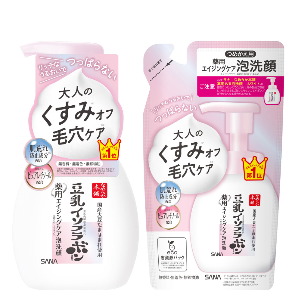 TOKIWA PHARM. SANA Nameraka Honpo Medicinal WR Foaming Face Wash White (200ml / Refill 180ml)