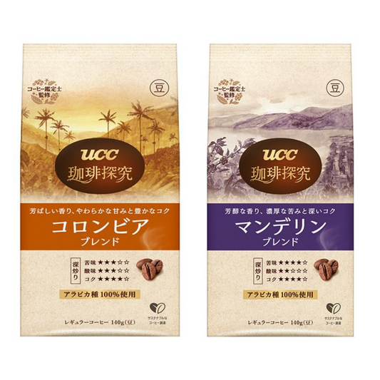 UCC UESHIMA COFFEE Roasted Coffee Beans (Colombian Blend / Mandarin Blend) 1 Bag (140g)