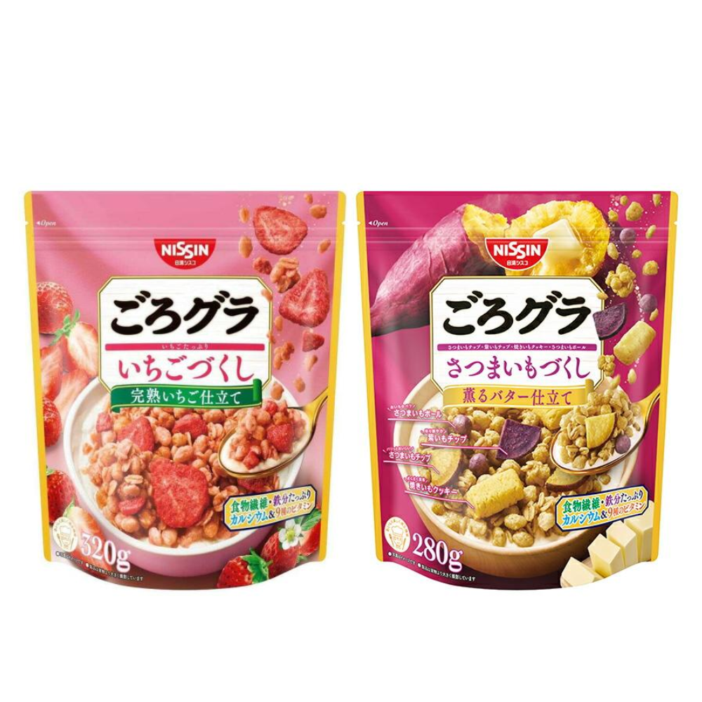 NISSIN Gorogura Gorotto Granola Cereal (Strawberry 320g / Sweet Potato 280g)
