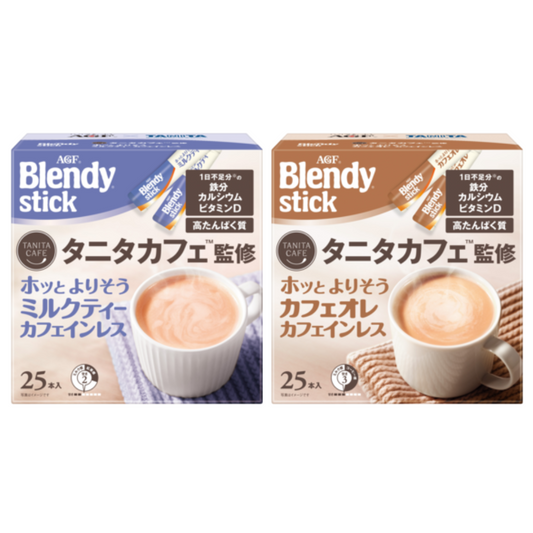 AJINOMOTO AGF Blendy - Tanita Cafe Supervised (Cafe au Lait / Milk Tea) Decaffeinated 1 box (25 bottles)