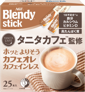 AJINOMOTO AGF Blendy - Tanita Cafe Supervised (Cafe au Lait / Milk Tea) Decaffeinated 1 box (25 bottles)