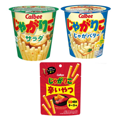 CALBEE JAGARICO Potato Sticks (Salad Flavor 57g / Jaga Butter Flavor 55g / Spicy Mentaiko Cheese Flavor 38g)