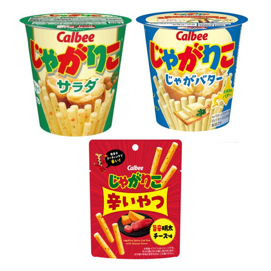 CALBEE JAGARICO Potato Sticks (Salad Flavor 57g / Jaga Butter Flavor 55g / Spicy Mentaiko Cheese Flavor 38g)