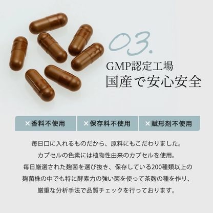 [KAGOSHIMA] KAWAUCHI HONPO - Tea Koji Enzyme Supplement - 62 capsules