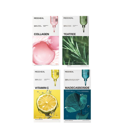 MEDIHEAL Essential Mask (Collagen / Tea Tree / Vitamin C / Madecassoside) 4pcs