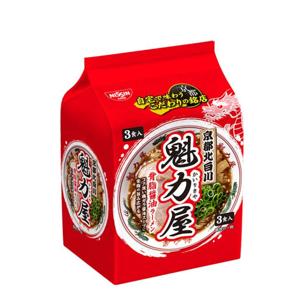 NISSIN FOODS Supervised by Kairikiya: Back Fat Soy Sauce Ramen, Instant Noodles, 3 Servings